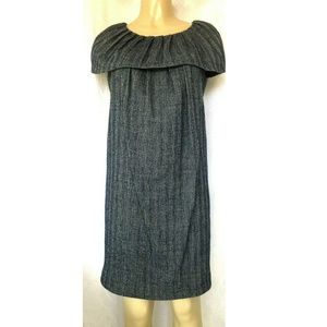 PORTS 1961 Dress Shift Wool Navy White Houdstooth